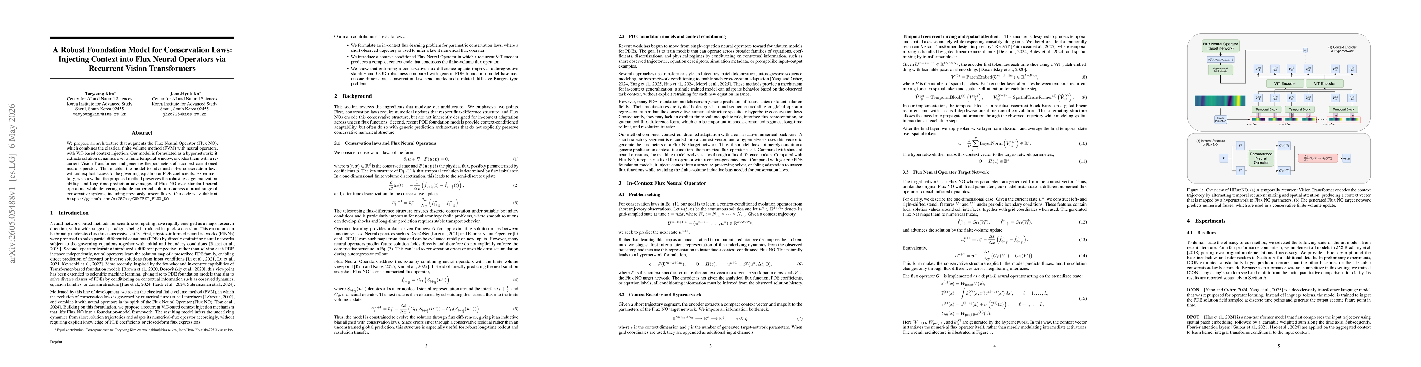 Thumbnail for A Robust Foundation Model for Conservation Laws: Injecting Context into Flux Neural Operators via Recurrent Vision Transformers