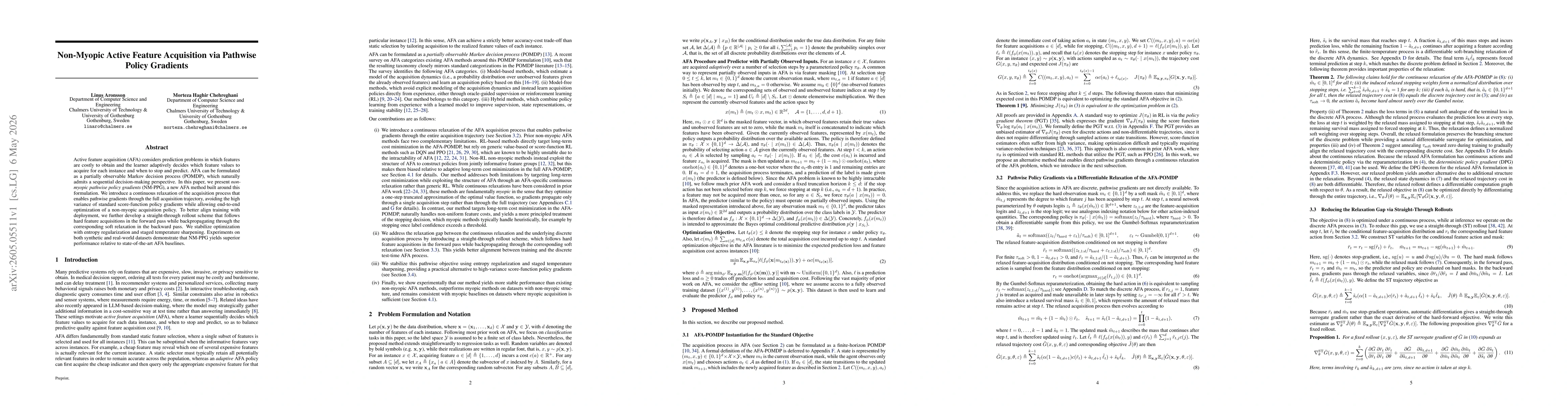 Thumbnail for Non-Myopic Active Feature Acquisition via Pathwise Policy Gradients