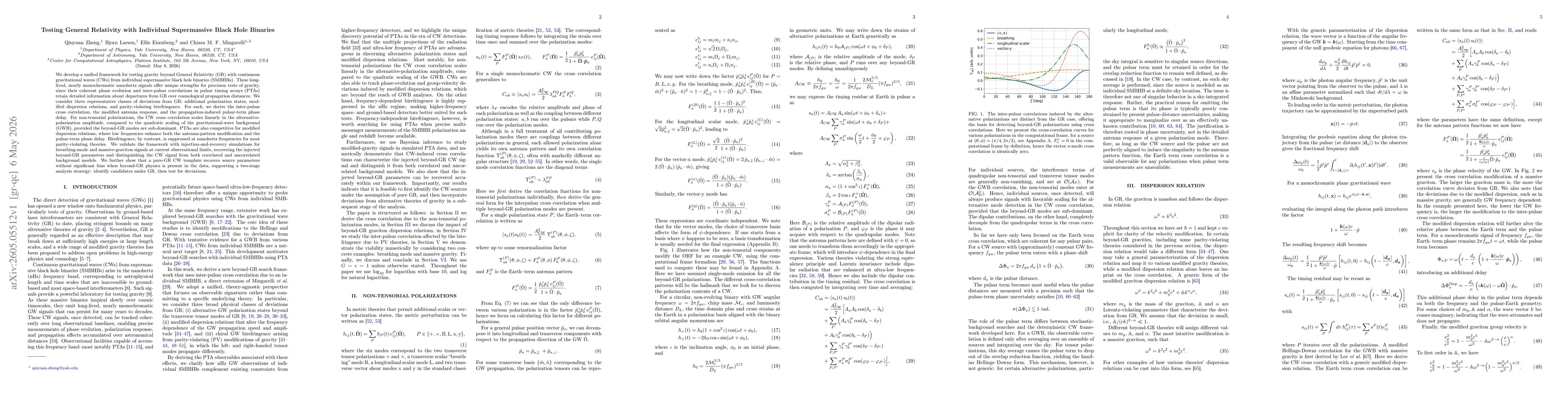 Thumbnail for Testing General Relativity with Individual Supermassive Black Hole Binaries