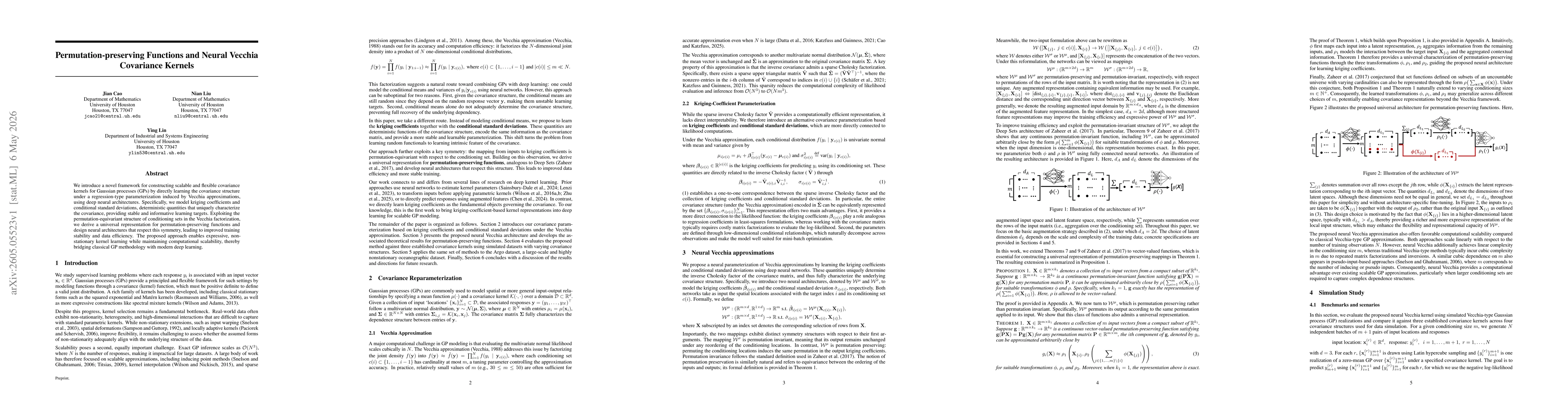 Thumbnail for Permutation-preserving Functions and Neural Vecchia Covariance Kernels