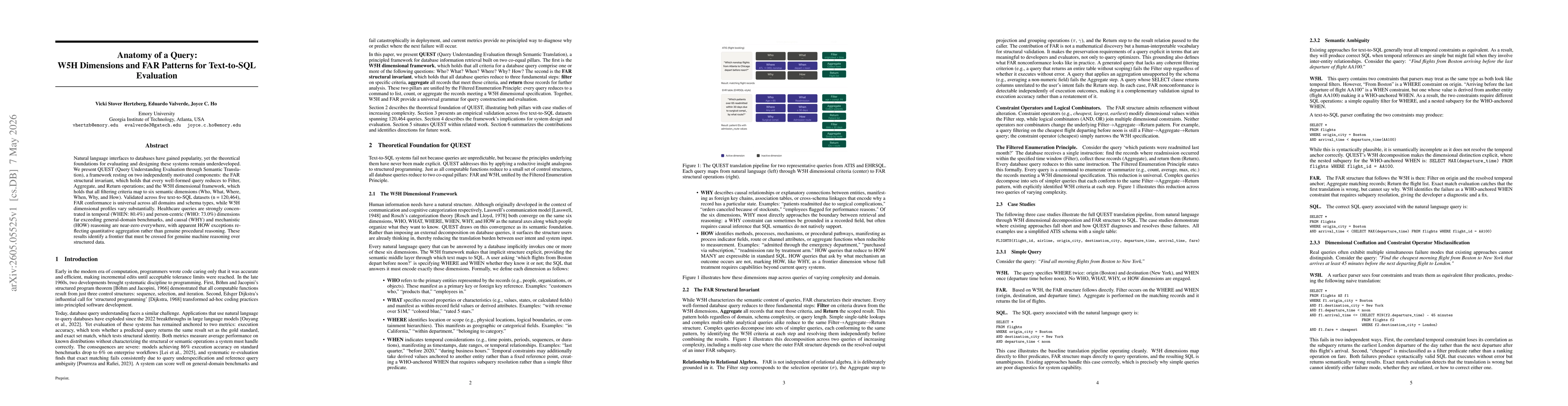 Thumbnail for Anatomy of a Query: W5H Dimensions and FAR Patterns for Text-to-SQL Evaluation