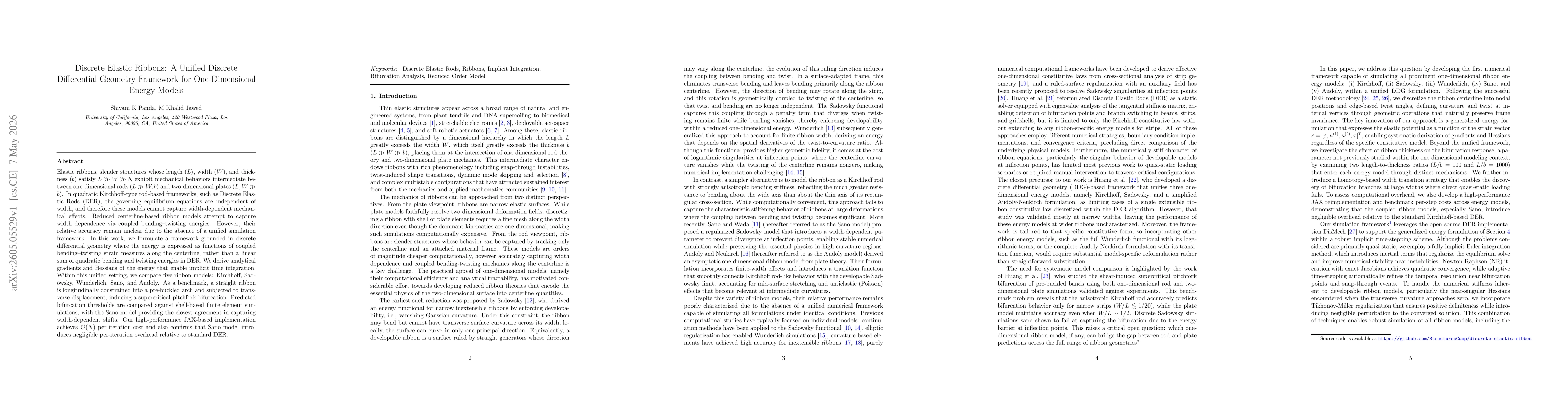 Thumbnail for Discrete Elastic Ribbons: A Unified Discrete Differential Geometry Framework for One-Dimensional Energy Models
