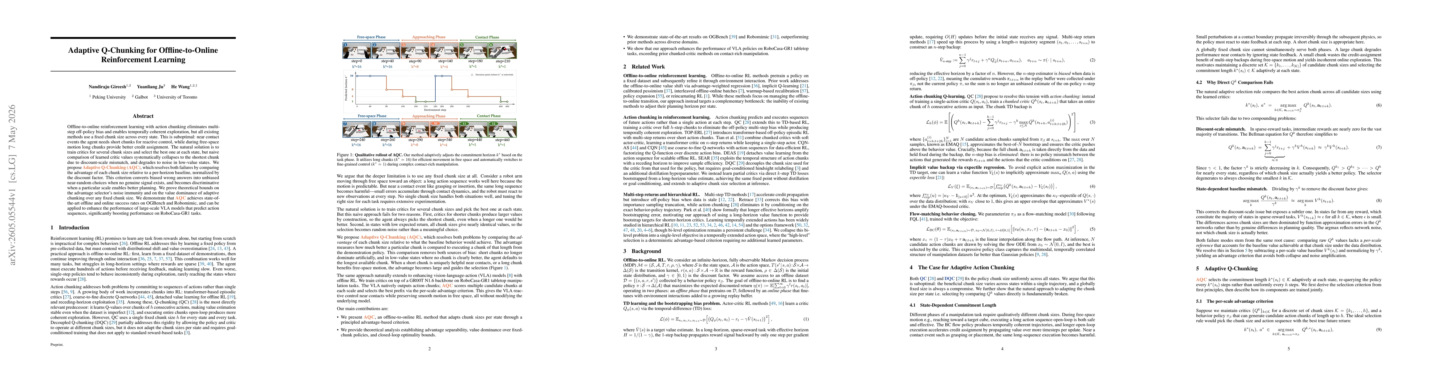 Thumbnail for Adaptive Q-Chunking for Offline-to-Online Reinforcement Learning