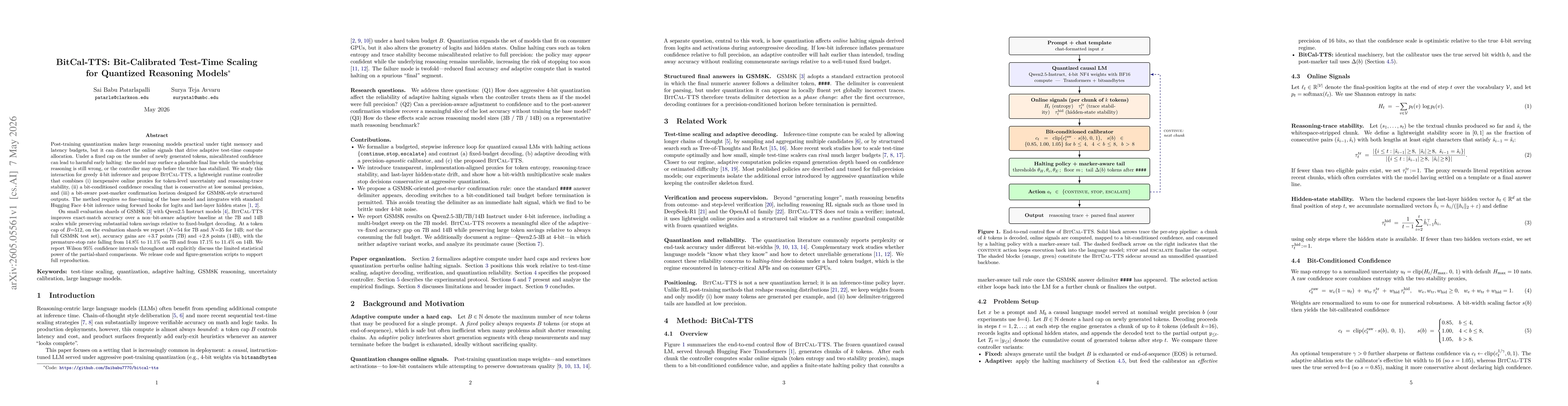 Thumbnail for BitCal-TTS: Bit-Calibrated Test-Time Scaling for Quantized Reasoning Models