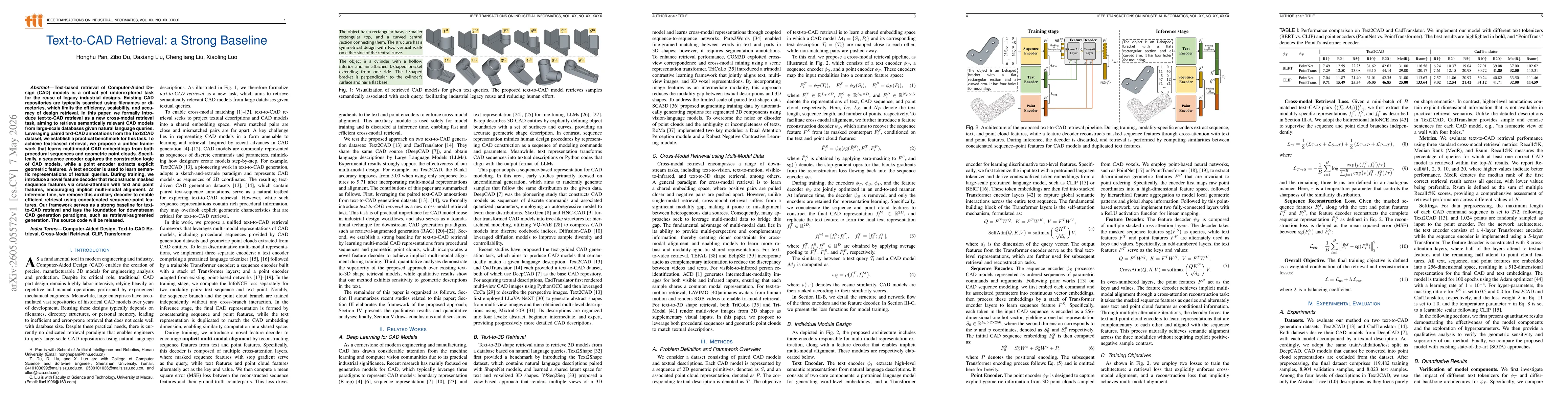 Thumbnail for Text-to-CAD Retrieval: a Strong Baseline