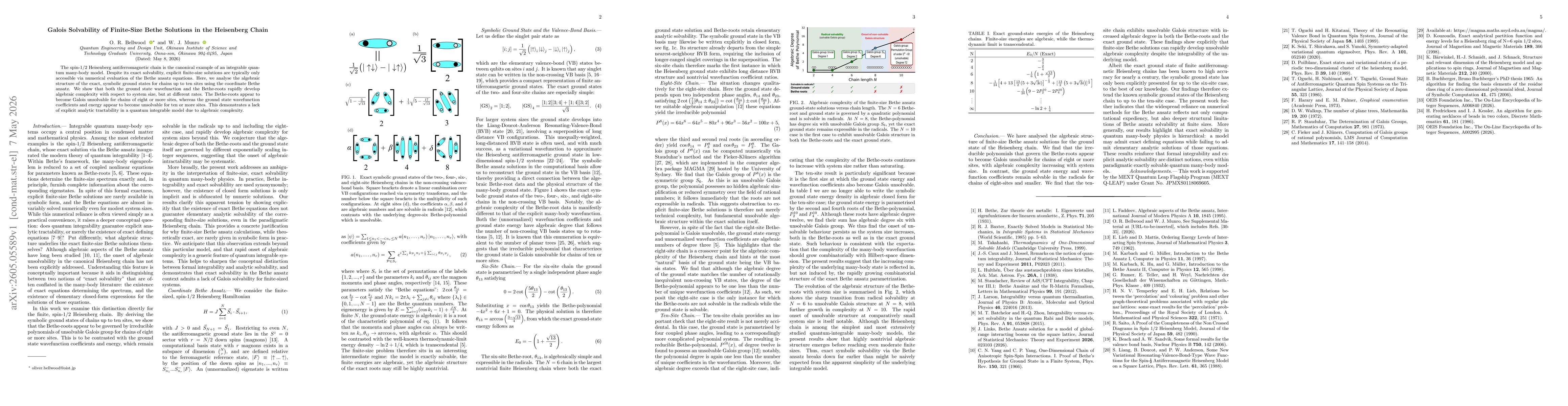 Thumbnail for Galois Solvability of Finite-Size Bethe Solutions in the Heisenberg Chain