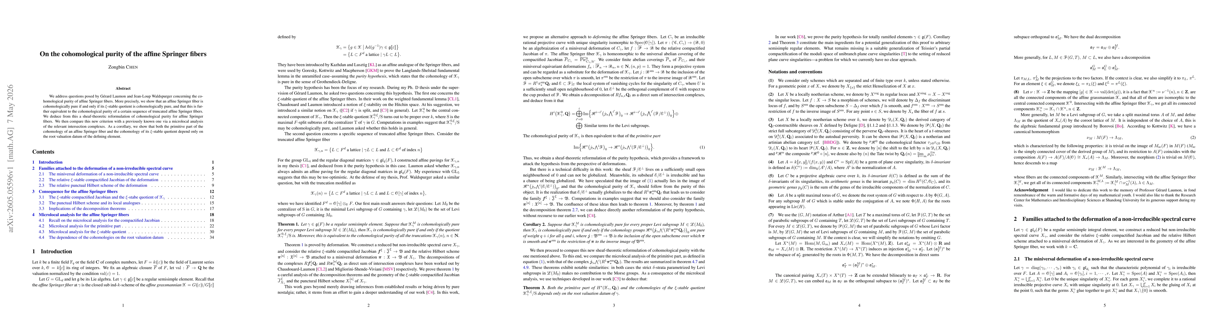 Thumbnail for On the cohomological purity of the affine Springer fibers