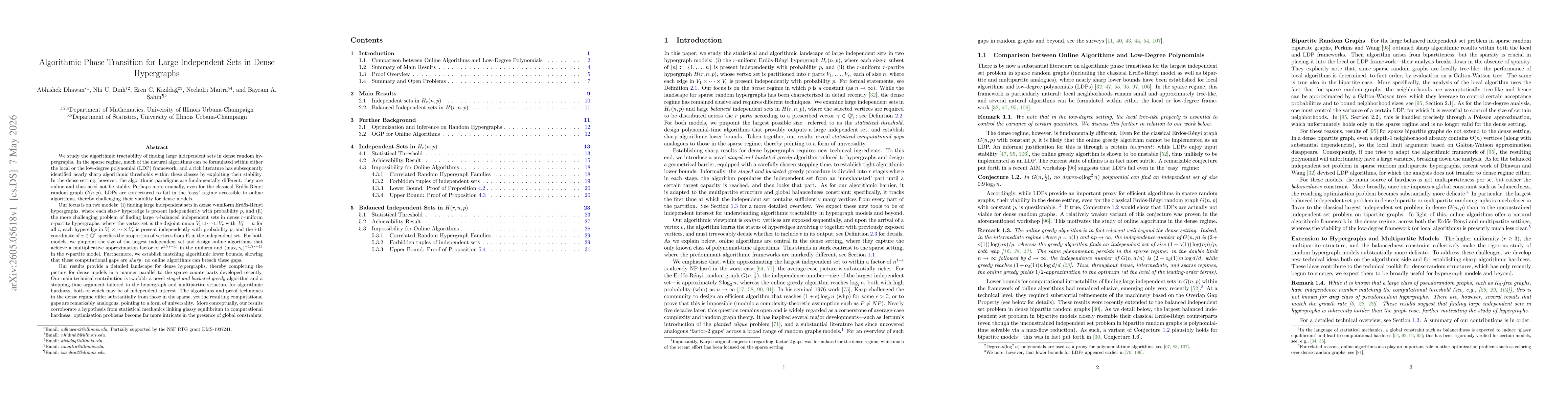 Thumbnail for Algorithmic Phase Transition for Large Independent Sets in Dense Hypergraphs