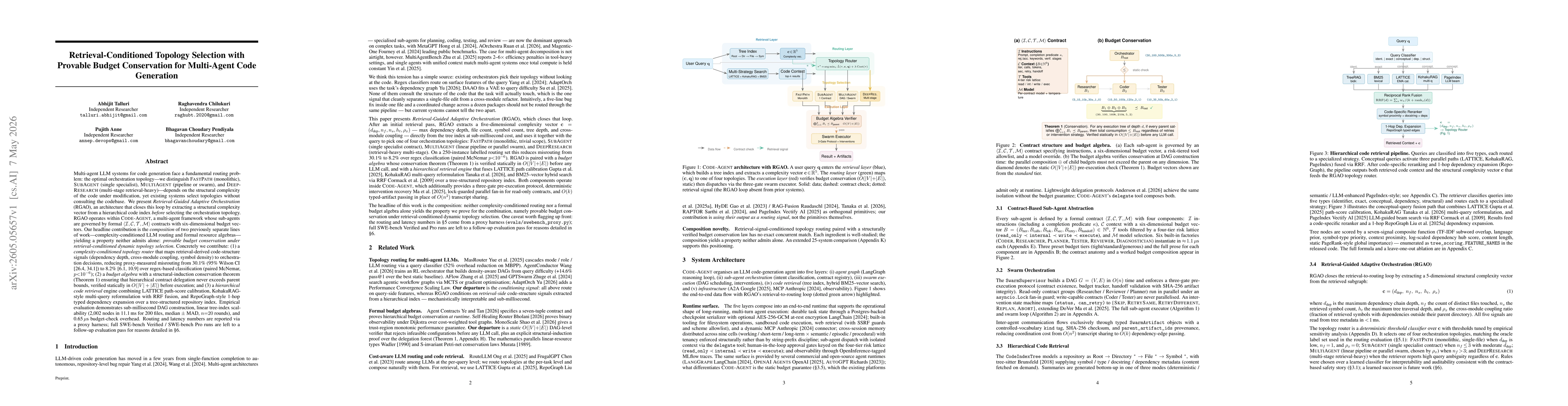 Thumbnail for Retrieval-Conditioned Topology Selection with Provable Budget Conservation for Multi-Agent Code Generation