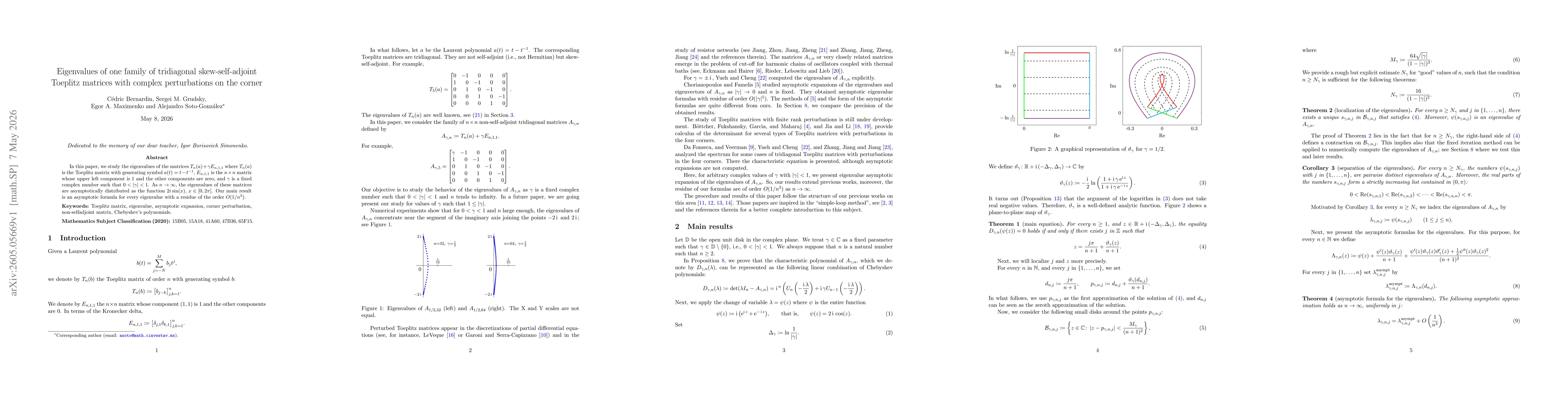 Thumbnail for Eigenvalues of one family of tridiagonal skew-self-adjoint Toeplitz matrices with complex perturbations on the corner