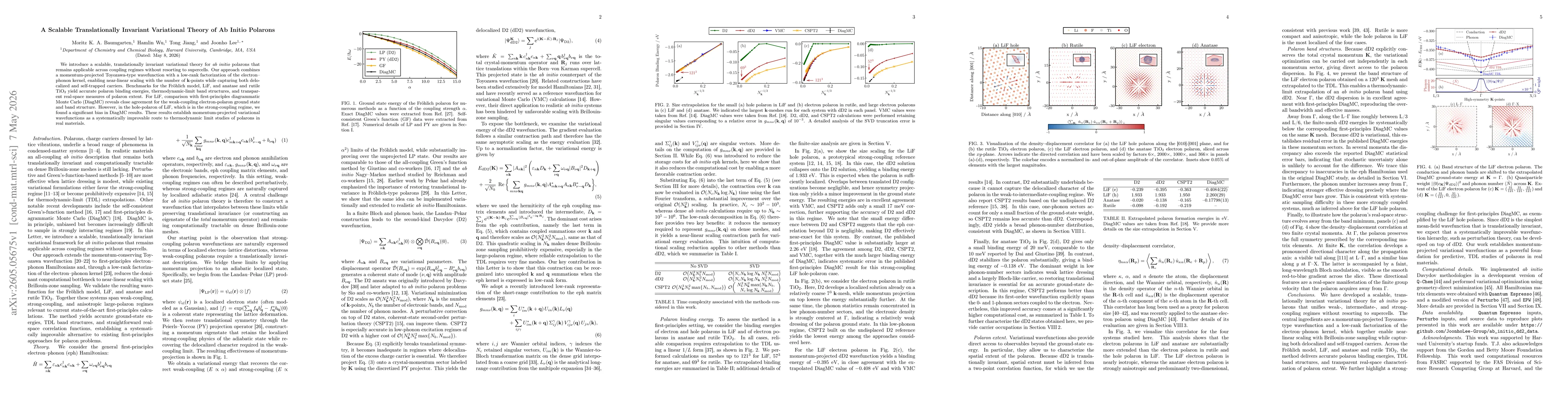 Thumbnail for A Scalable Translationally Invariant Variational Theory of Ab Initio Polarons