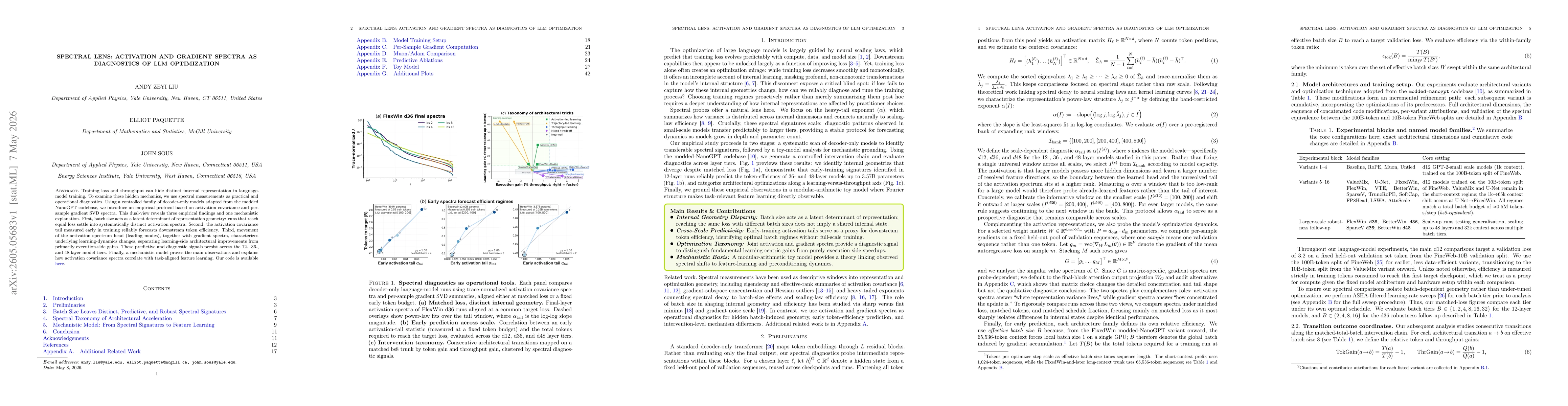 Thumbnail for Spectral Lens: Activation and Gradient Spectra as Diagnostics of LLM Optimization