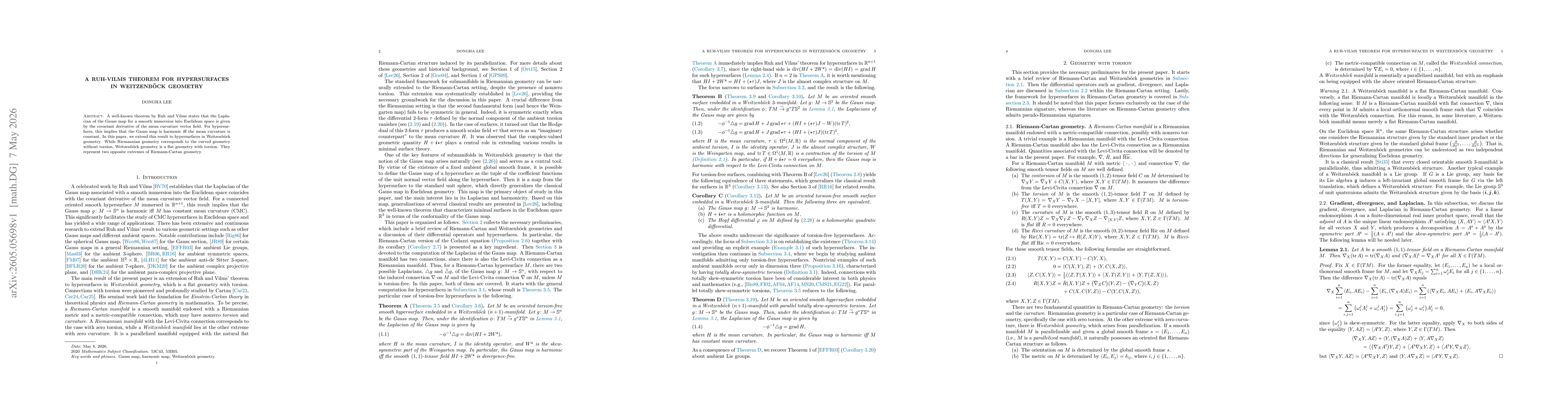 Thumbnail for A Ruh-Vilms theorem for hypersurfaces in Weitzenböck geometry