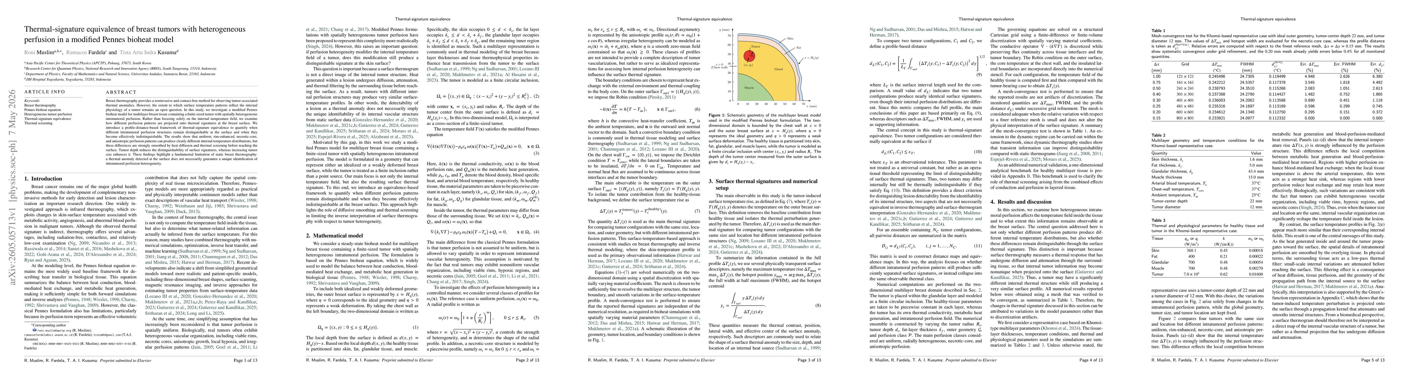 Thumbnail for Thermal-signature equivalence of breast tumors with heterogeneous perfusion in a modified Pennes bioheat model