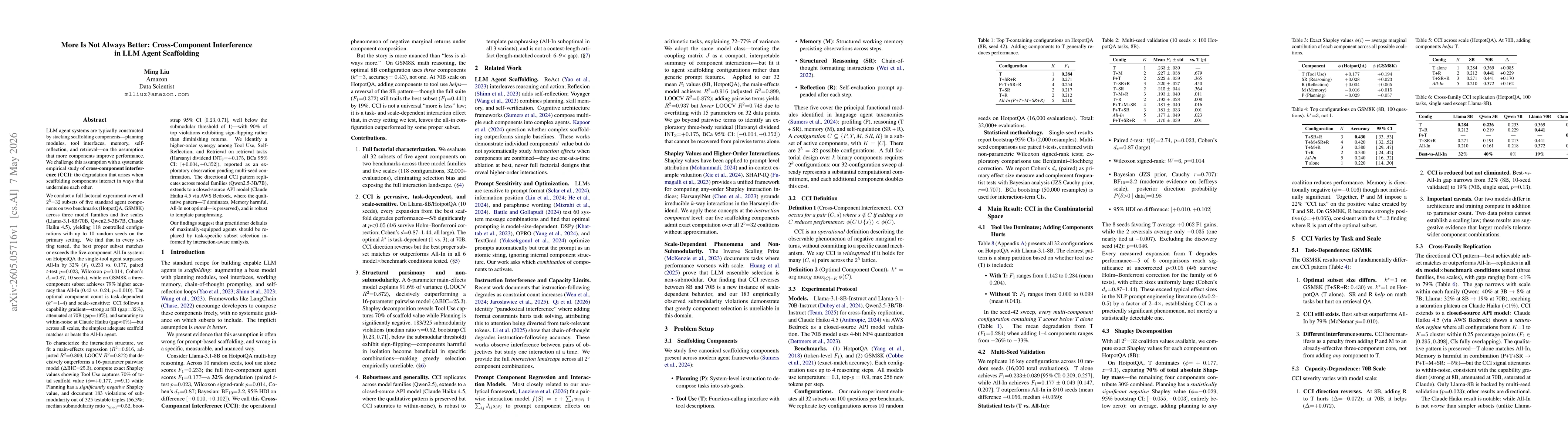 Thumbnail for More Is Not Always Better: Cross-Component Interference in LLM Agent Scaffolding