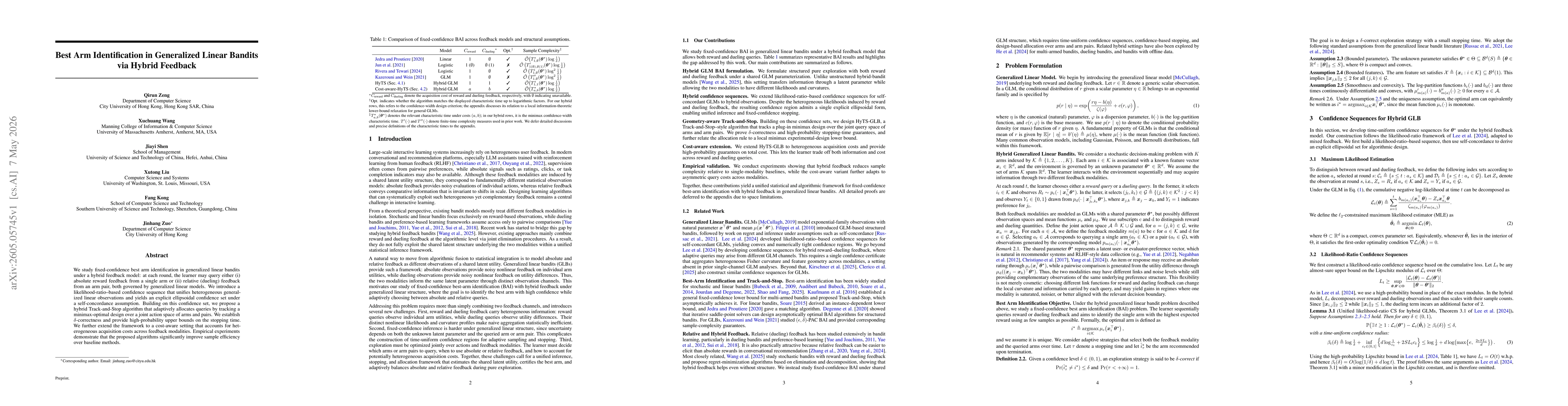 Thumbnail for Best Arm Identification in Generalized Linear Bandits via Hybrid Feedback