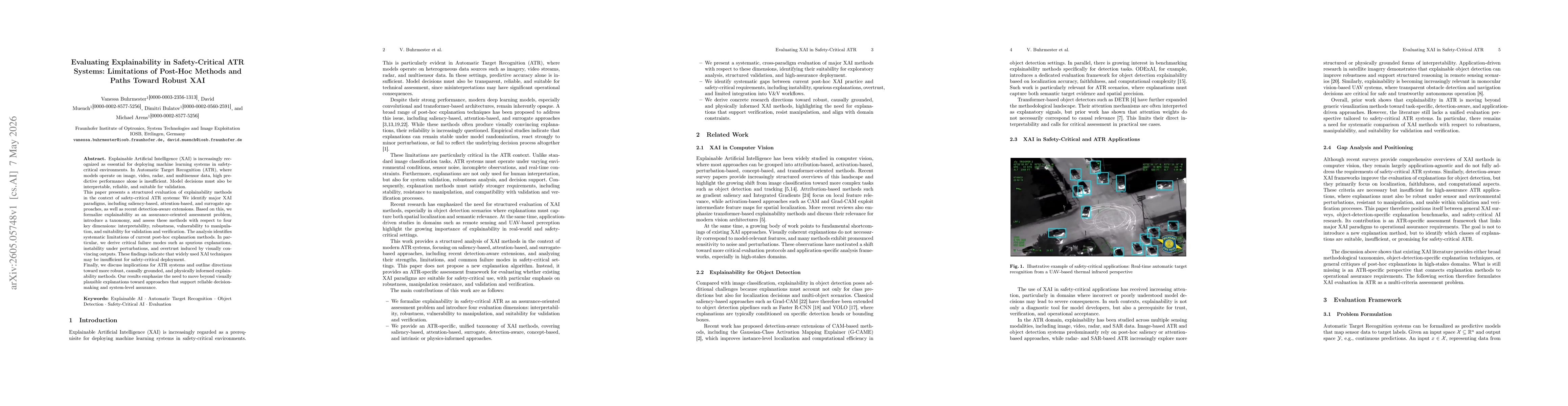 Thumbnail for Evaluating Explainability in Safety-Critical ATR Systems: Limitations of Post-Hoc Methods and Paths Toward Robust XAI