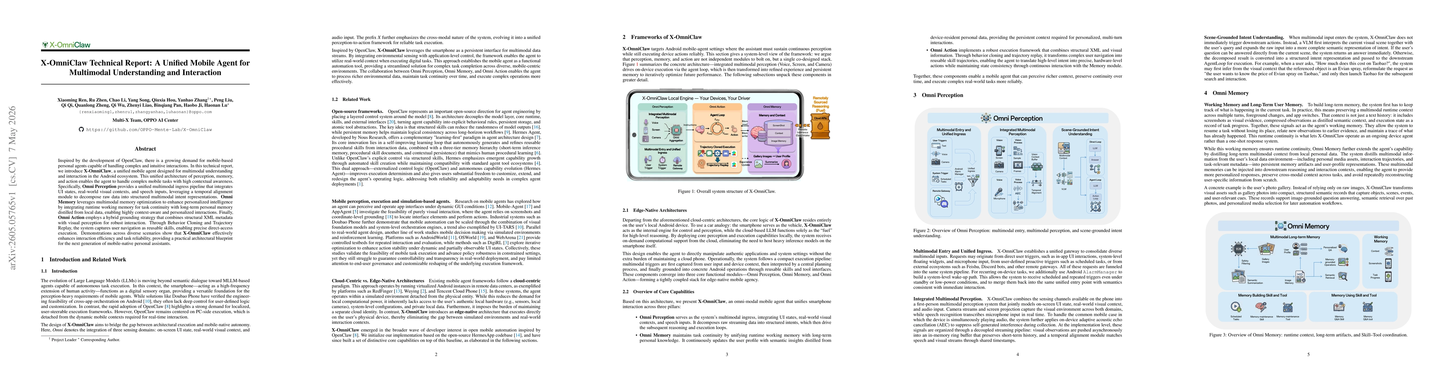 Thumbnail for X-OmniClaw Technical Report: A Unified Mobile Agent for Multimodal Understanding and Interaction