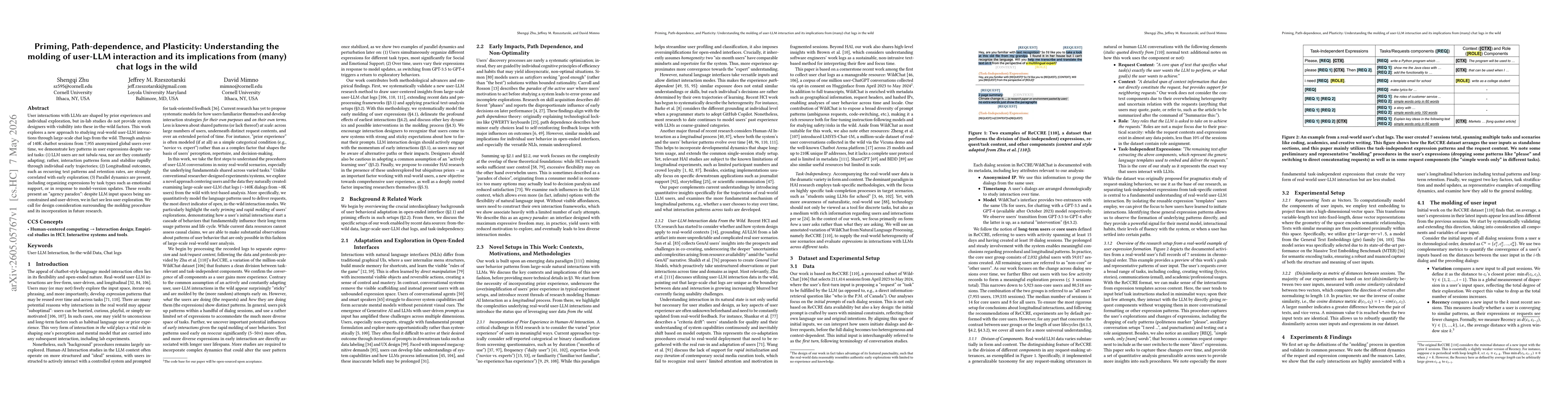 Thumbnail for Priming, Path-dependence, and Plasticity: Understanding the molding of user-LLM interaction and its implications from (many) chat logs in the wild