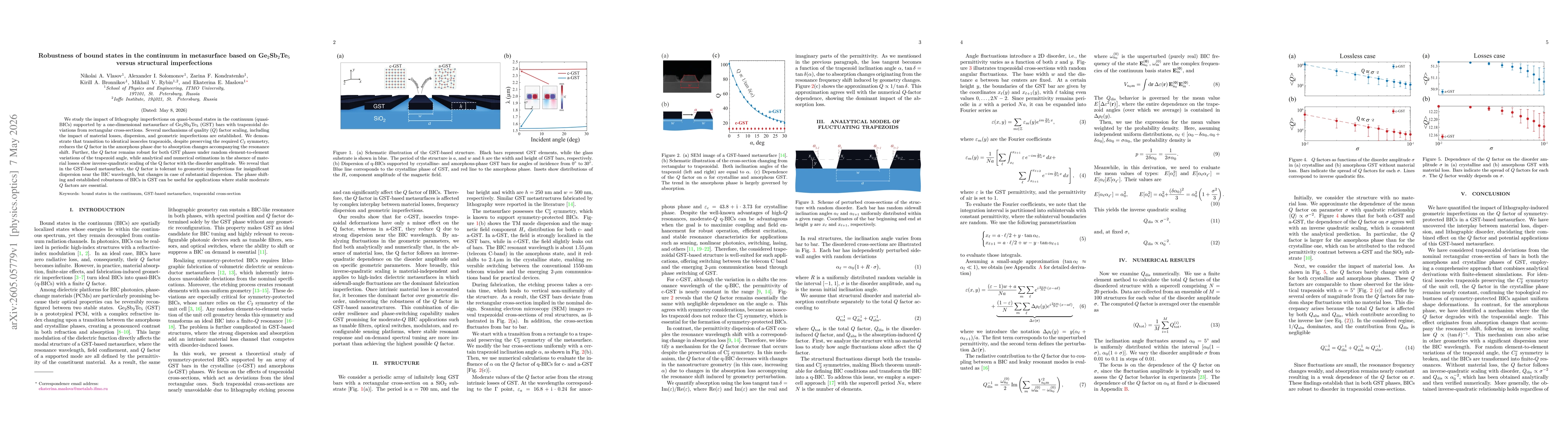 Thumbnail for Robustness of bound states in the continuum in metasurface based on Ge$_2$Sb$_2$Te$_5$ versus structural imperfections