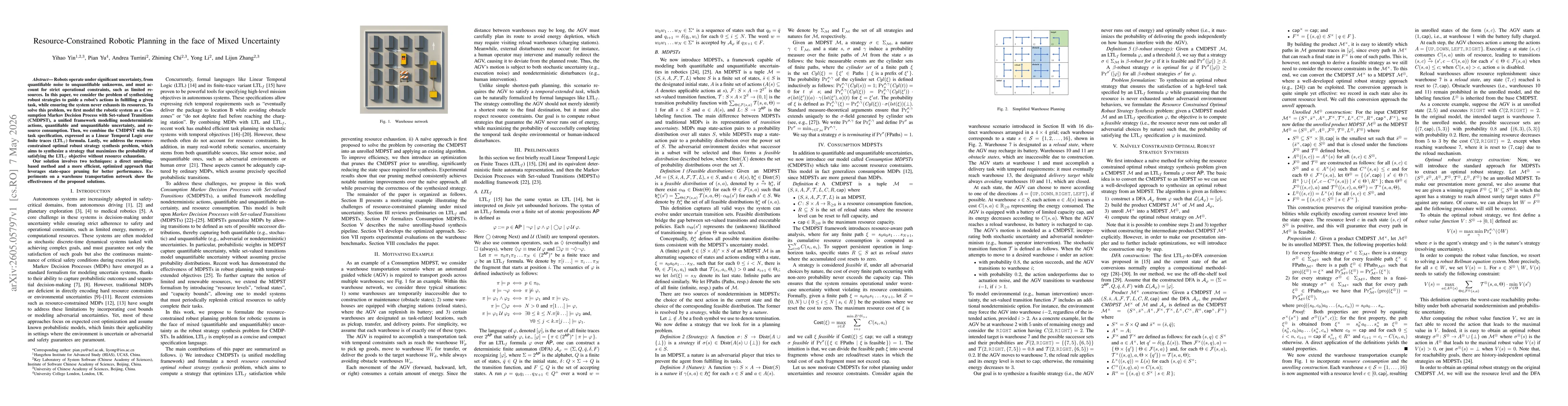 Thumbnail for Resource-Constrained Robotic Planning in the face of Mixed Uncertainty