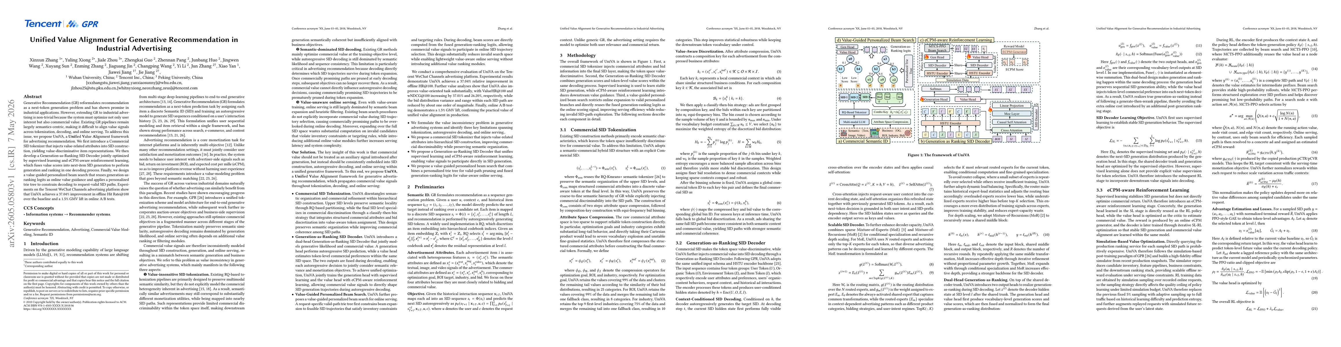 Thumbnail for Unified Value Alignment for Generative Recommendation in Industrial Advertising