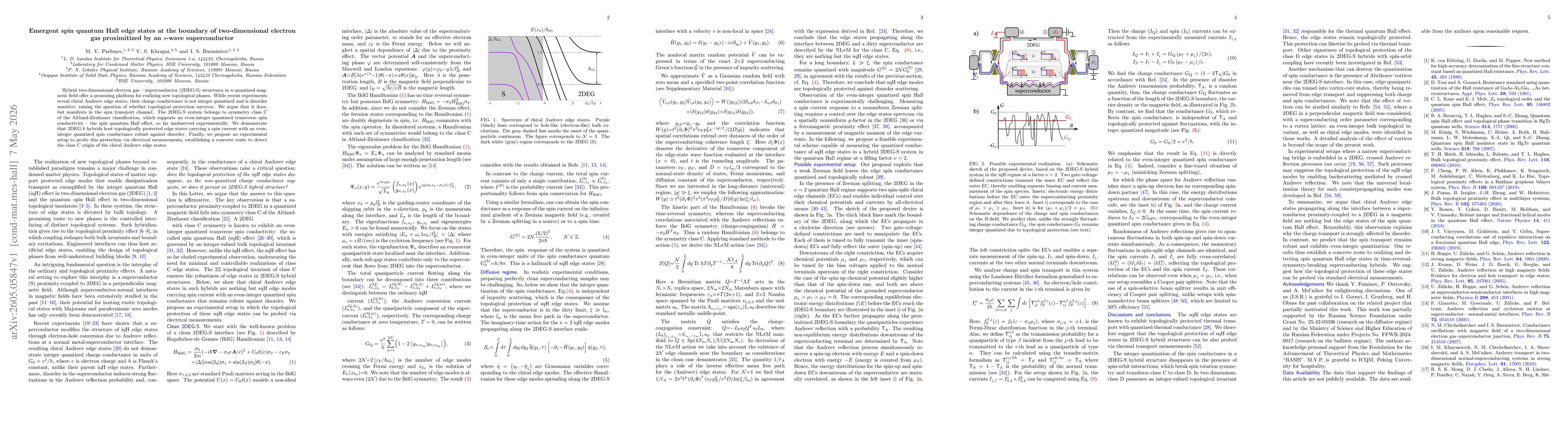 Thumbnail for Emergent spin quantum Hall edge states at the boundary of two-dimensional electron gas proximitized by an $s$-wave superconductor