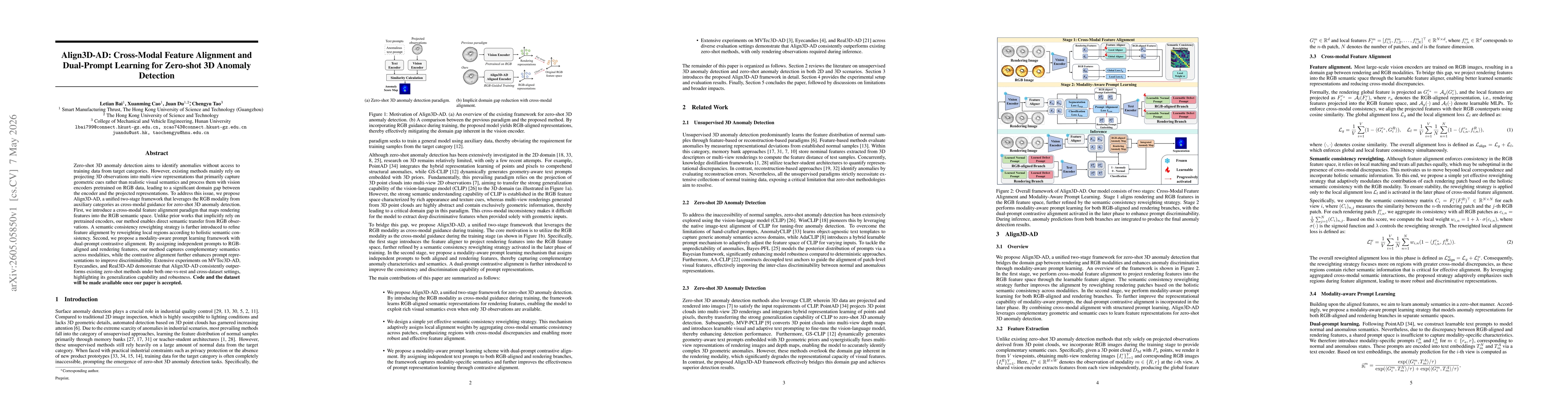 Thumbnail for Align3D-AD: Cross-Modal Feature Alignment and Dual-Prompt Learning for Zero-shot 3D Anomaly Detection
