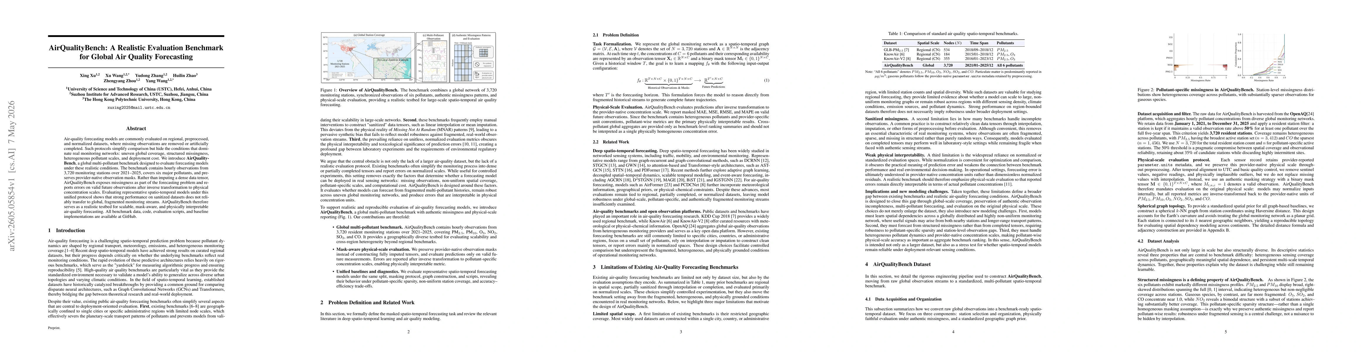 Thumbnail for AirQualityBench: A Realistic Evaluation Benchmark for Global Air Quality Forecasting