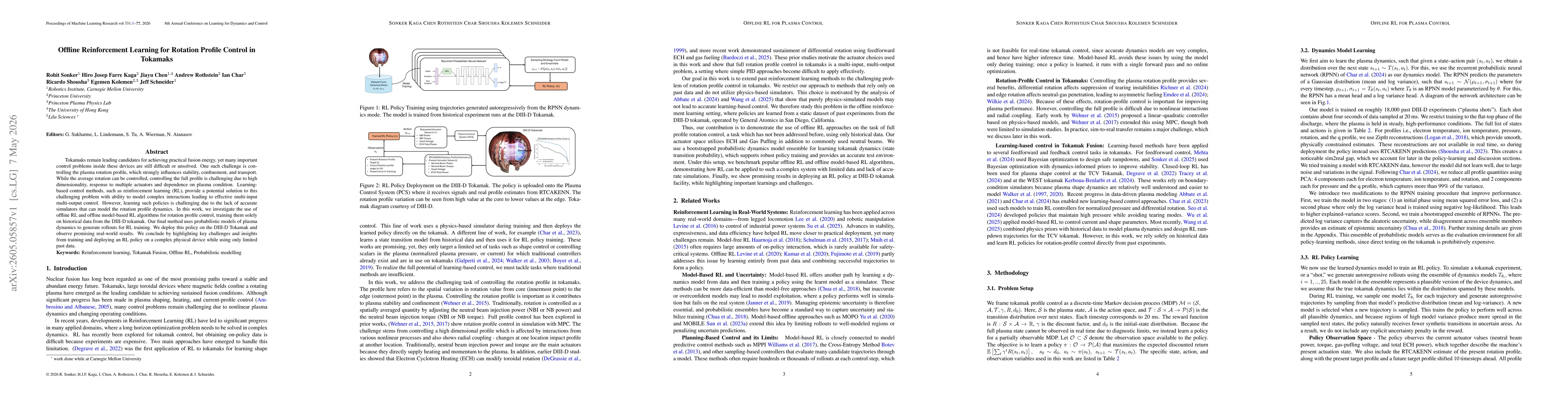 Thumbnail for Offline Reinforcement Learning for Rotation Profile Control in Tokamaks