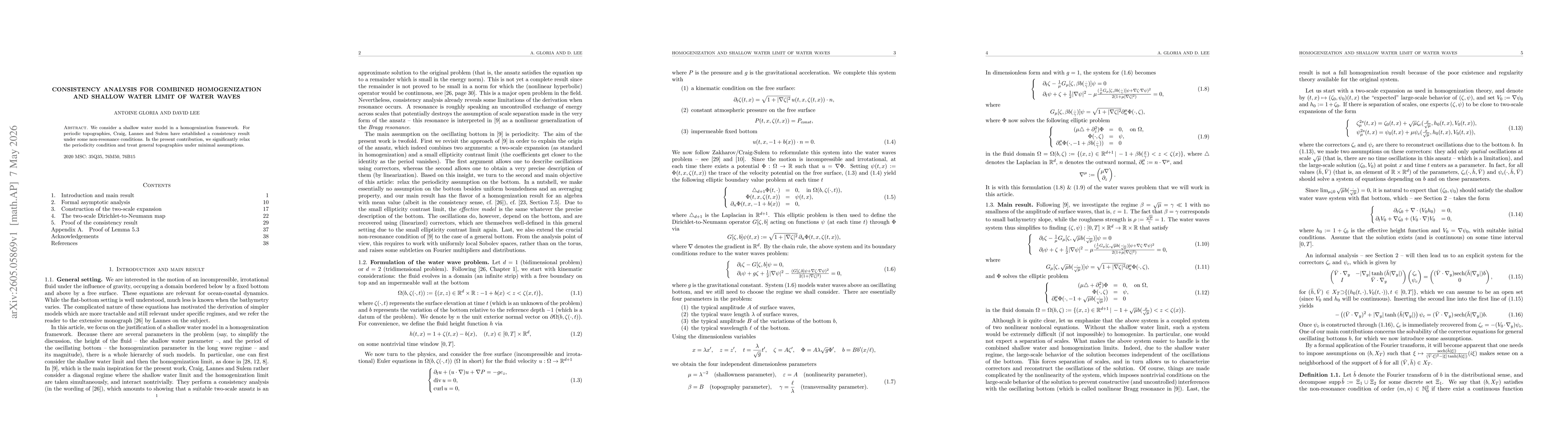 Thumbnail for Consistency analysis for combined homogenization and shallow water limit of water waves