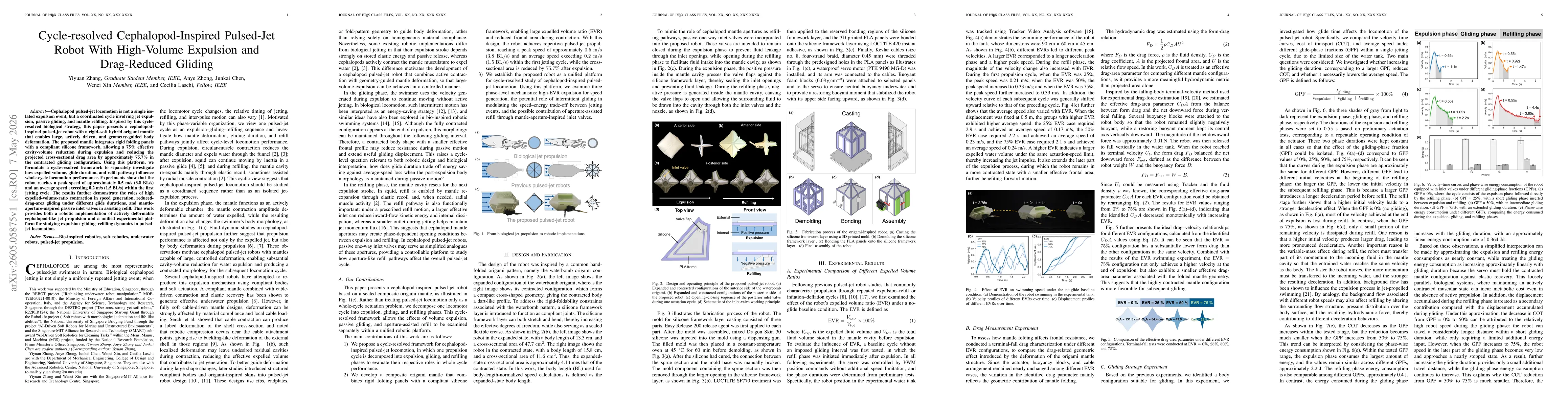 Thumbnail for Cycle-resolved Cephalopod-Inspired Pulsed-Jet Robot With High-Volume Expulsion and Drag-Reduced Gliding