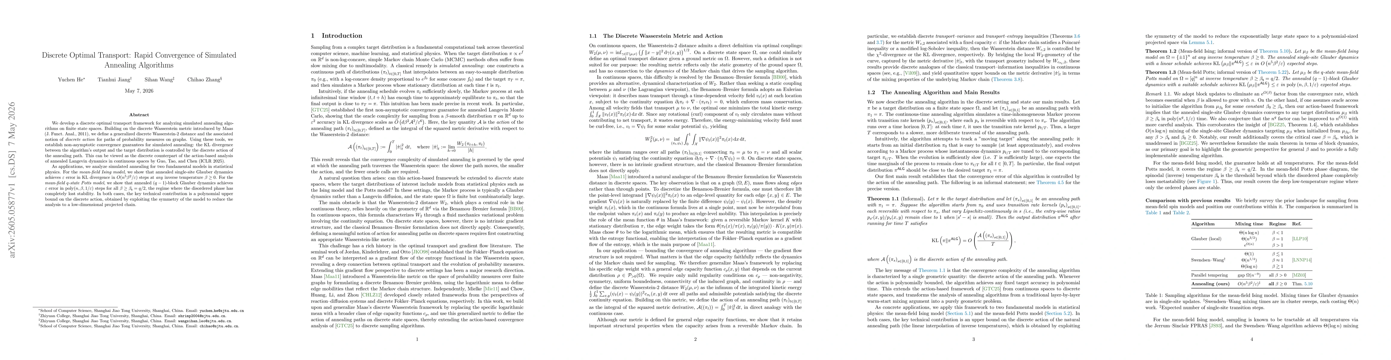 Thumbnail for Discrete Optimal Transport: Rapid Convergence of Simulated Annealing Algorithms