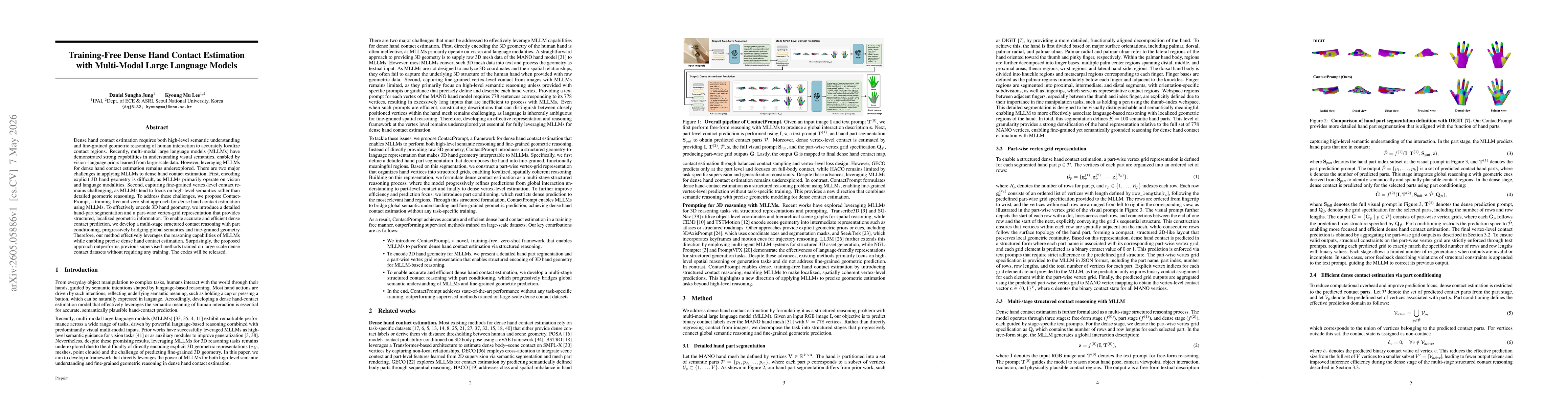 Thumbnail for Training-Free Dense Hand Contact Estimation with Multi-Modal Large Language Models