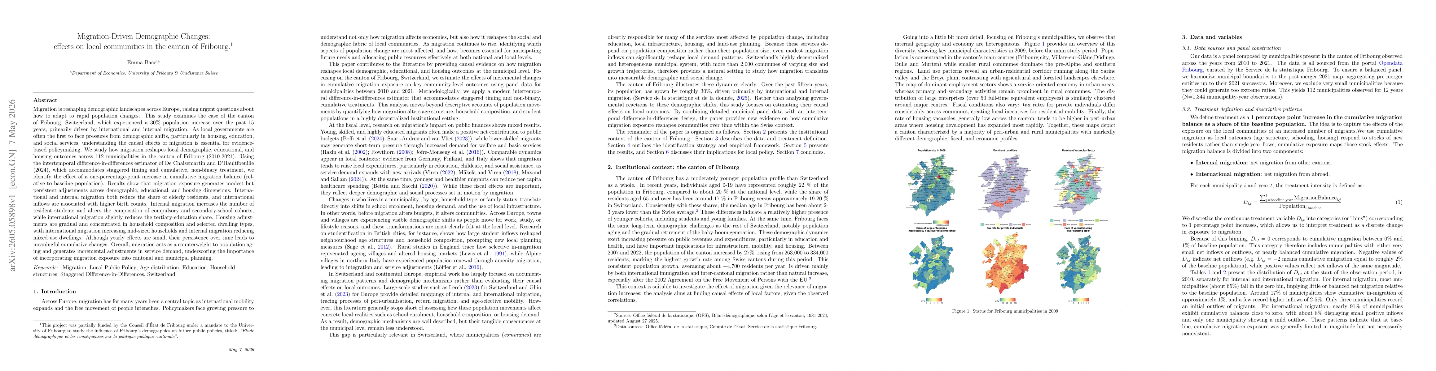 Thumbnail for Migration-Driven Demographic Changes: effects on local communities in the canton of Fribourg