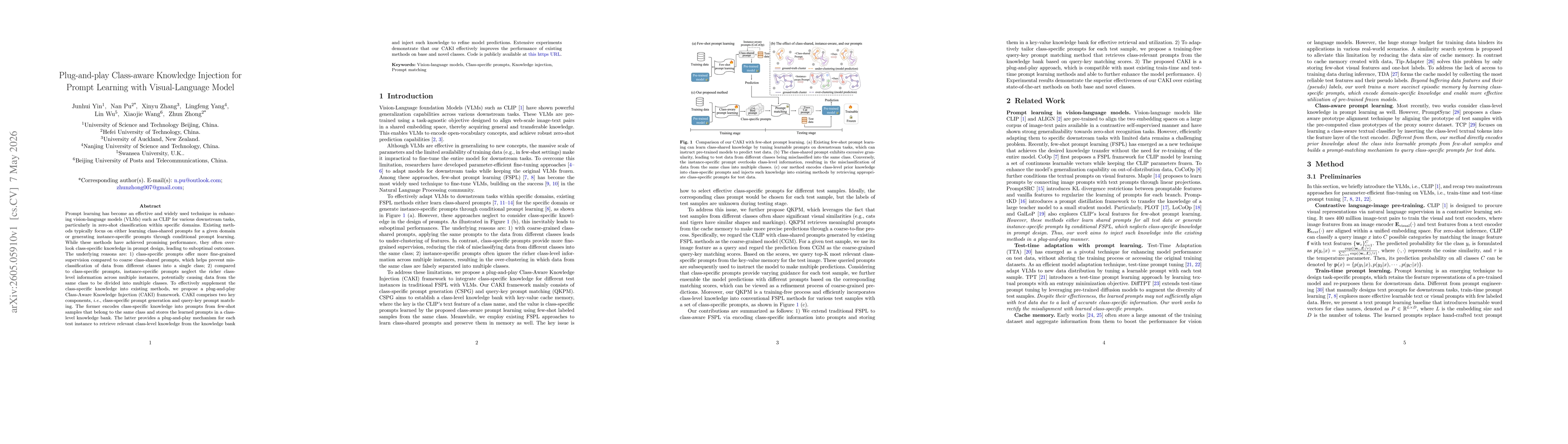 Thumbnail for Plug-and-play Class-aware Knowledge Injection for Prompt Learning with Visual-Language Model