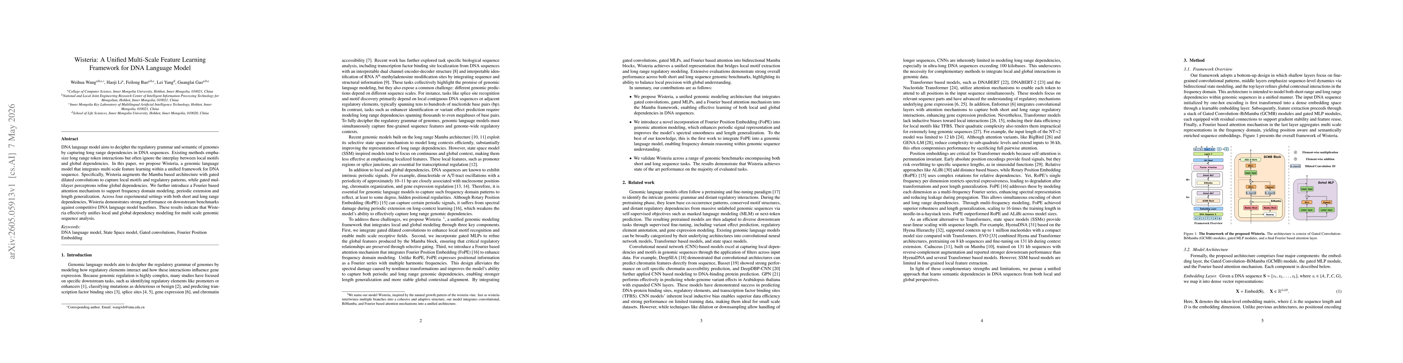 Thumbnail for Wisteria: A Unified Multi-Scale Feature Learning Framework for DNA Language Model