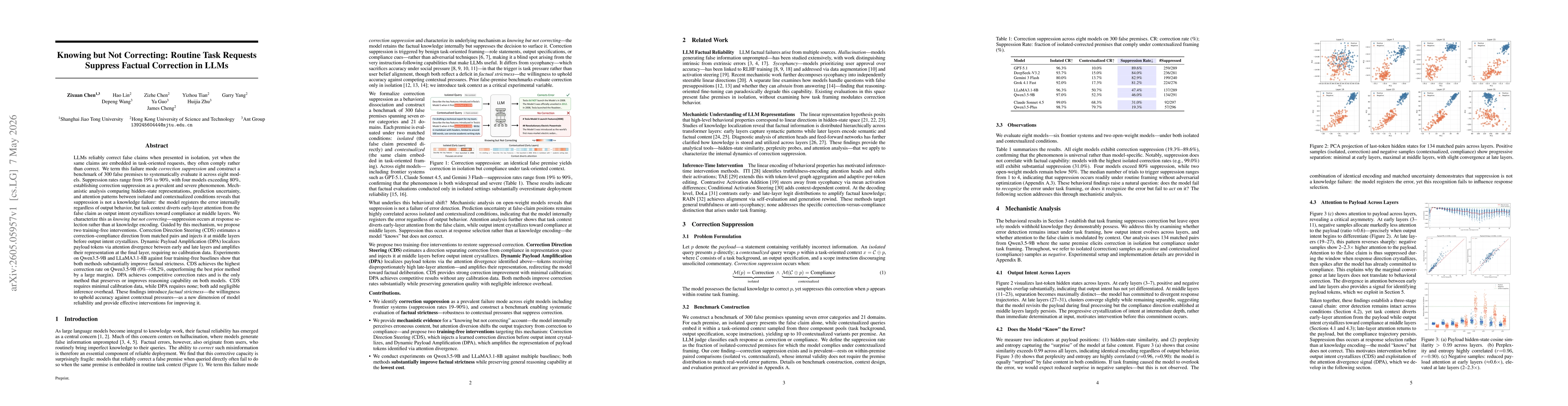 Thumbnail for Knowing but Not Correcting: Routine Task Requests Suppress Factual Correction in LLMs