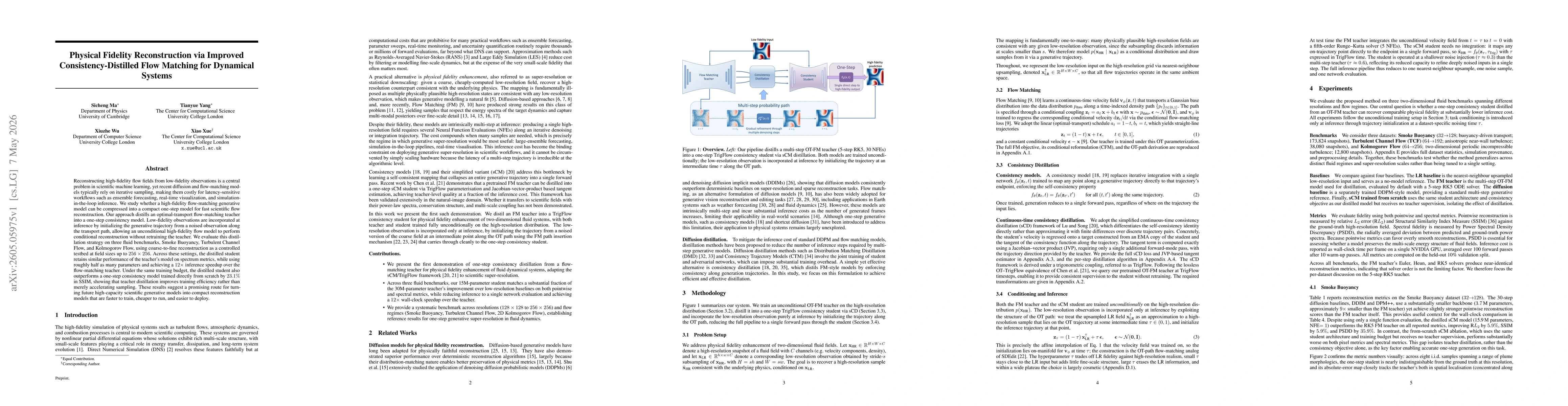 Thumbnail for Physical Fidelity Reconstruction via Improved Consistency-Distilled Flow Matching for Dynamical Systems