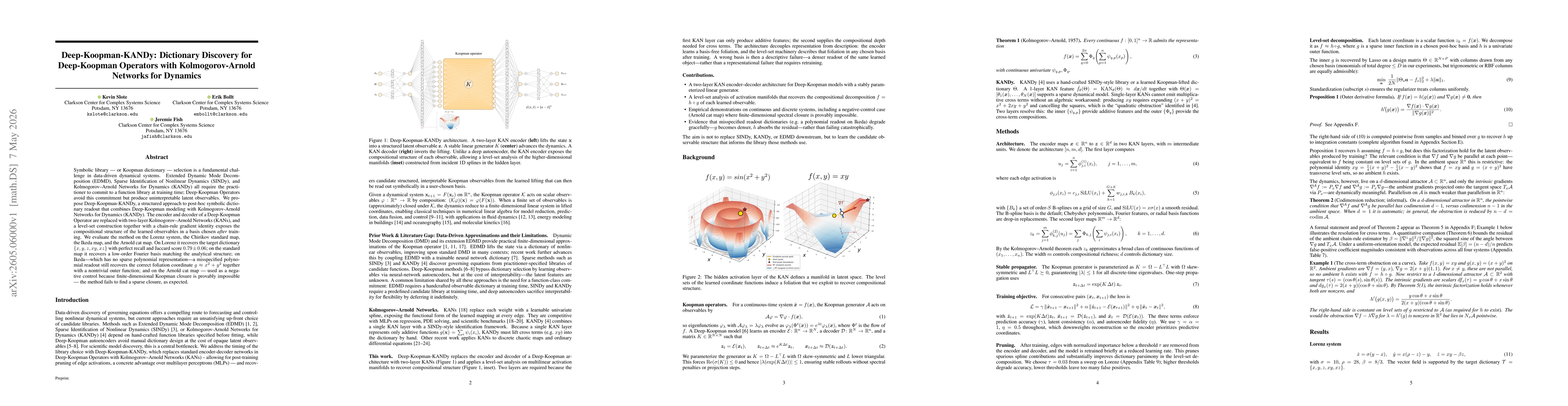 Thumbnail for Deep-Koopman-KANDy: Dictionary Discovery for Deep-Koopman Operators with Kolmogorov-Arnold Networks for Dynamics