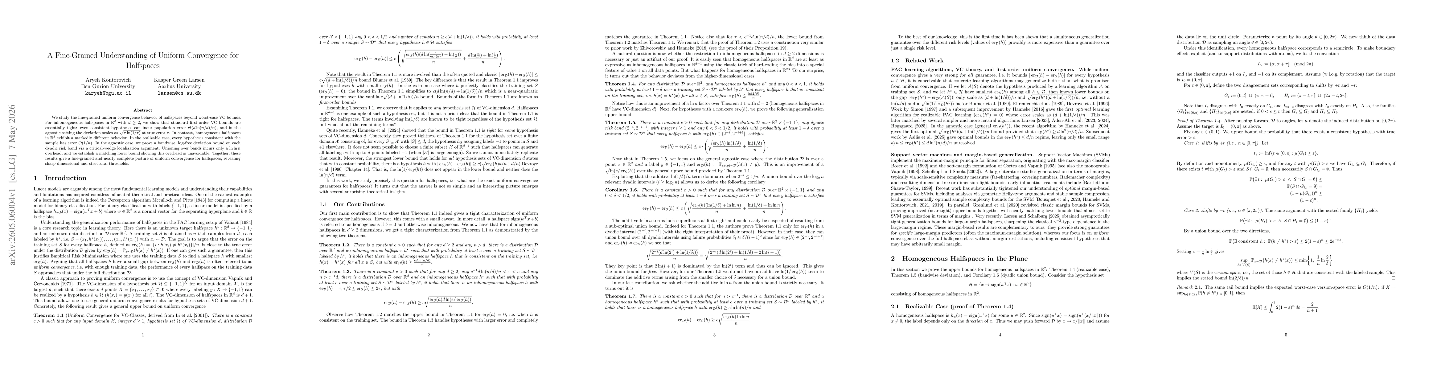 Thumbnail for A Fine-Grained Understanding of Uniform Convergence for Halfspaces