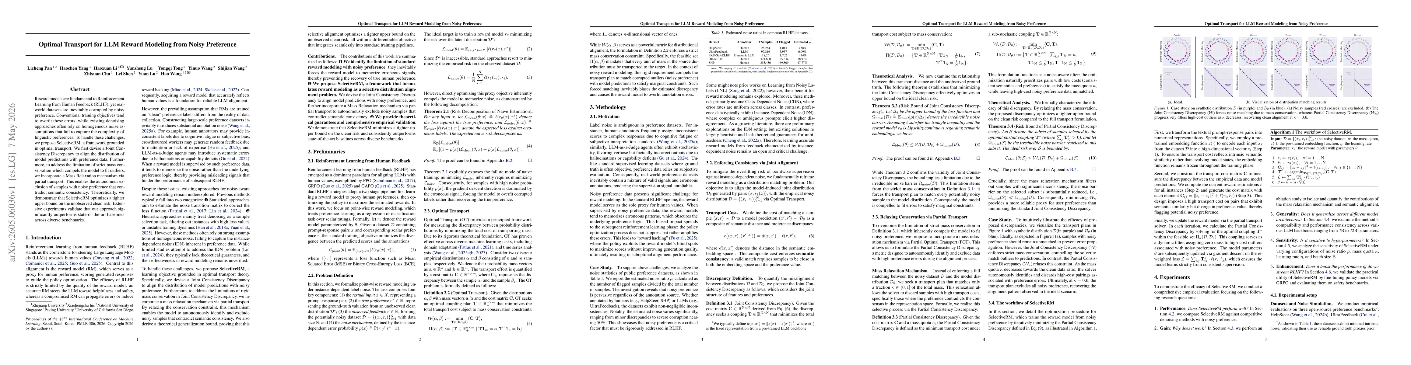 Thumbnail for Optimal Transport for LLM Reward Modeling from Noisy Preference