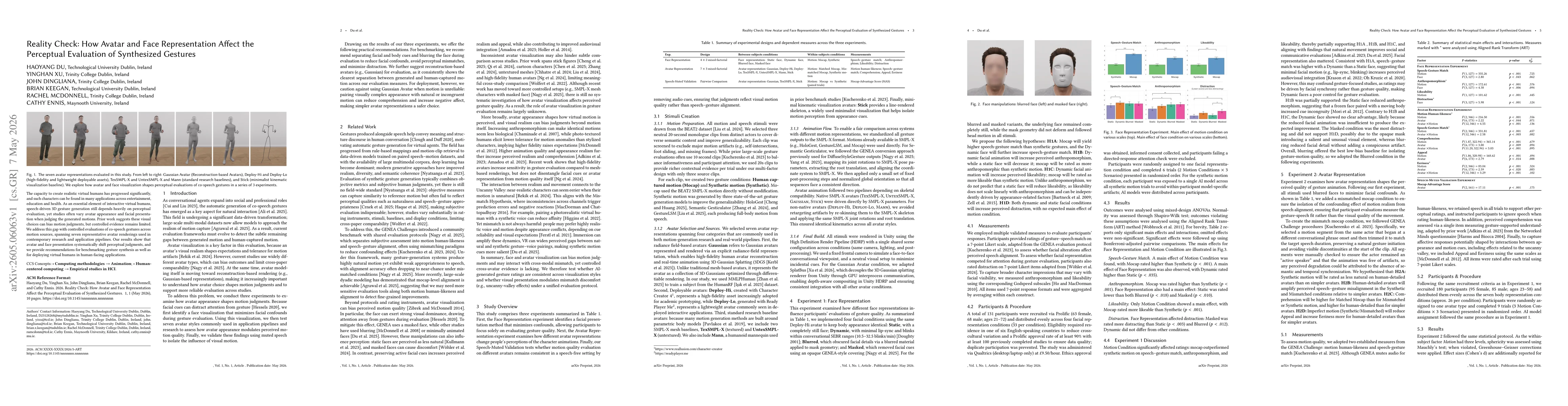 Thumbnail for Reality Check: How Avatar and Face Representation Affect the Perceptual Evaluation of Synthesized Gestures