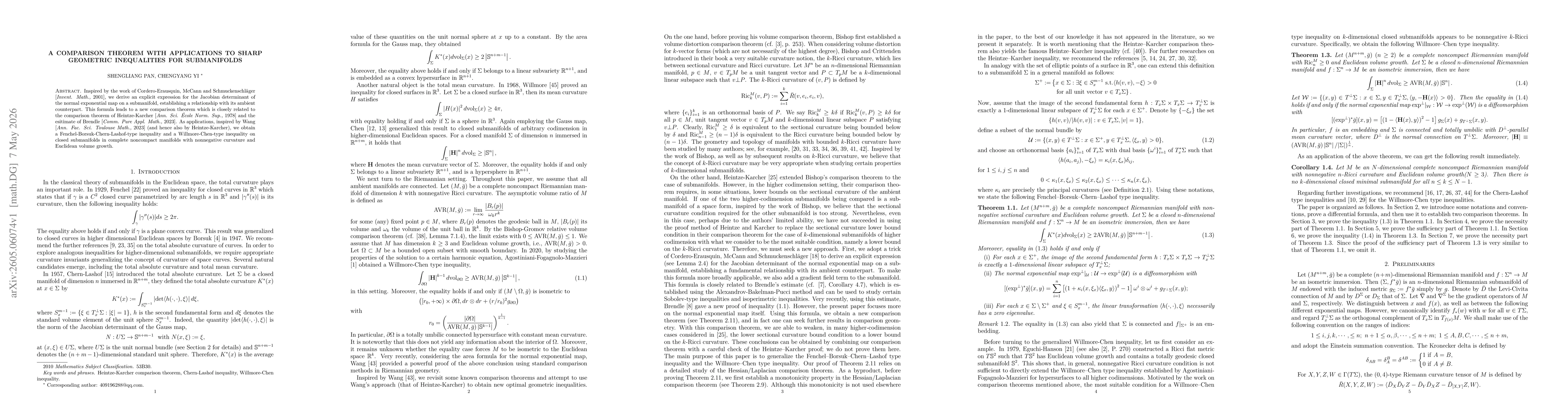Thumbnail for A comparison theorem with applications to sharp geometric inequalities for submanifolds