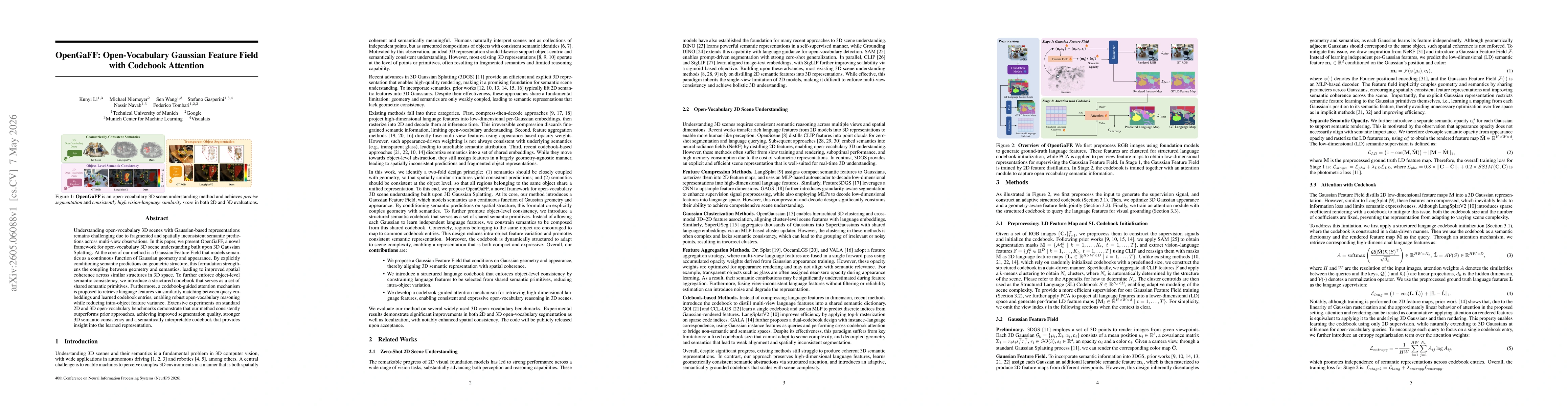 Thumbnail for OpenGaFF: Open-Vocabulary Gaussian Feature Field with Codebook Attention