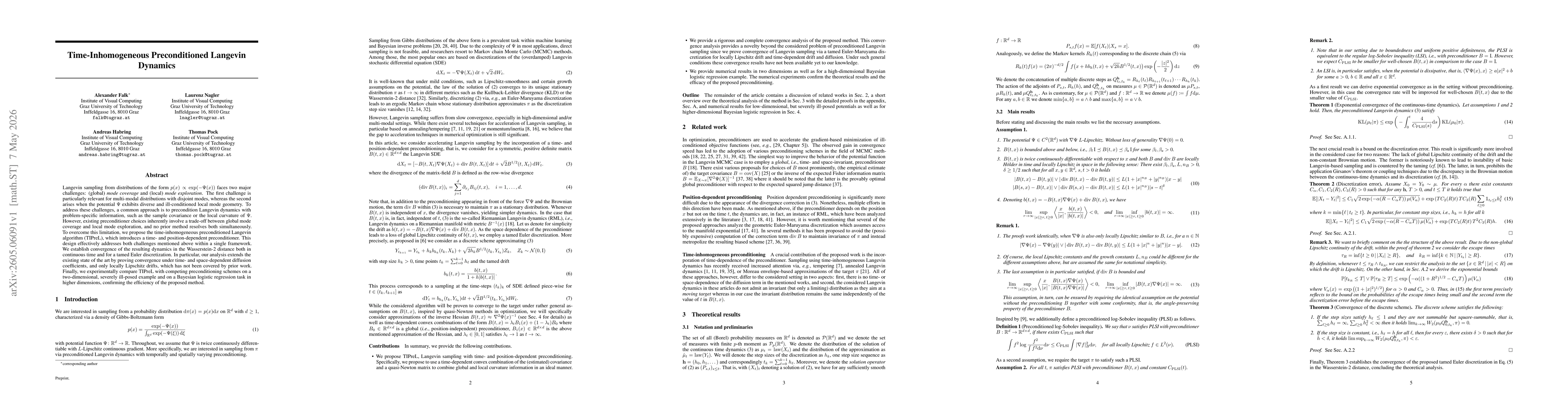 Thumbnail for Time-Inhomogeneous Preconditioned Langevin Dynamics