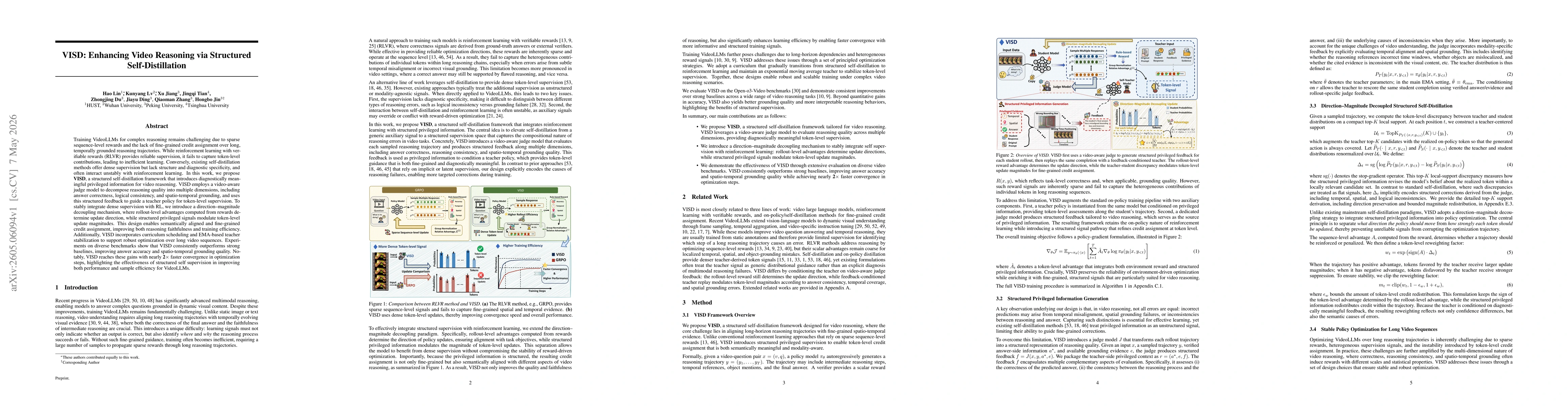 Thumbnail for VISD: Enhancing Video Reasoning via Structured Self-Distillation