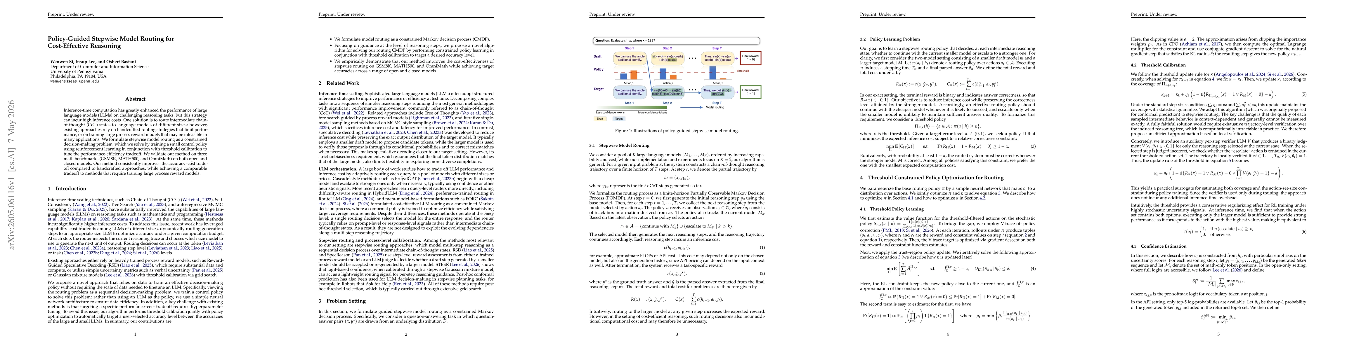 Thumbnail for Policy-Guided Stepwise Model Routing for Cost-Effective Reasoning