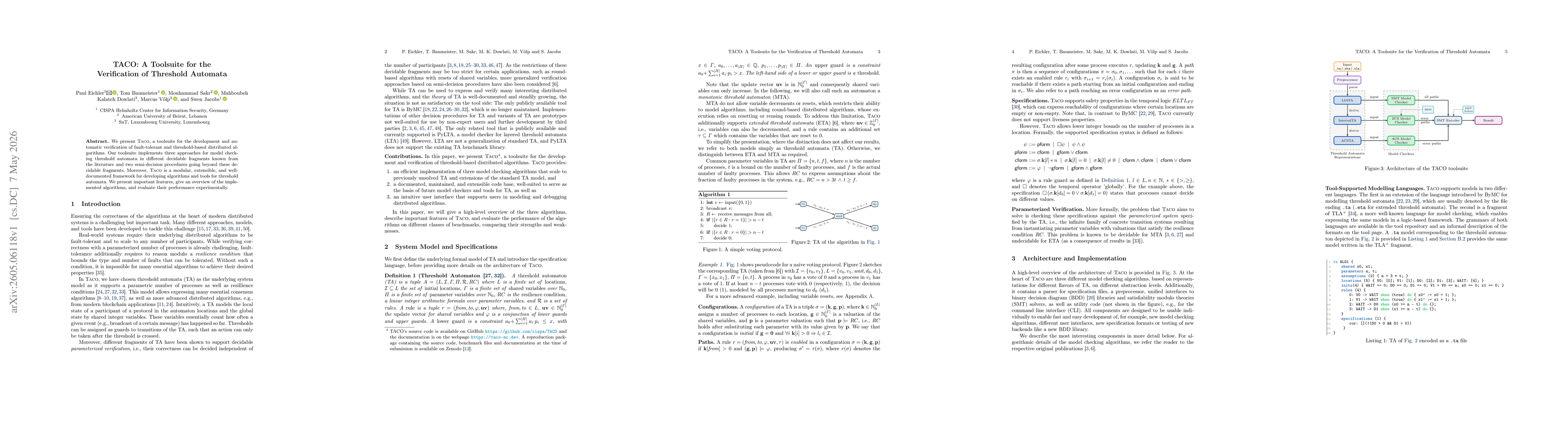 Thumbnail for TACO: A Toolsuite for the Verification of Threshold Automata