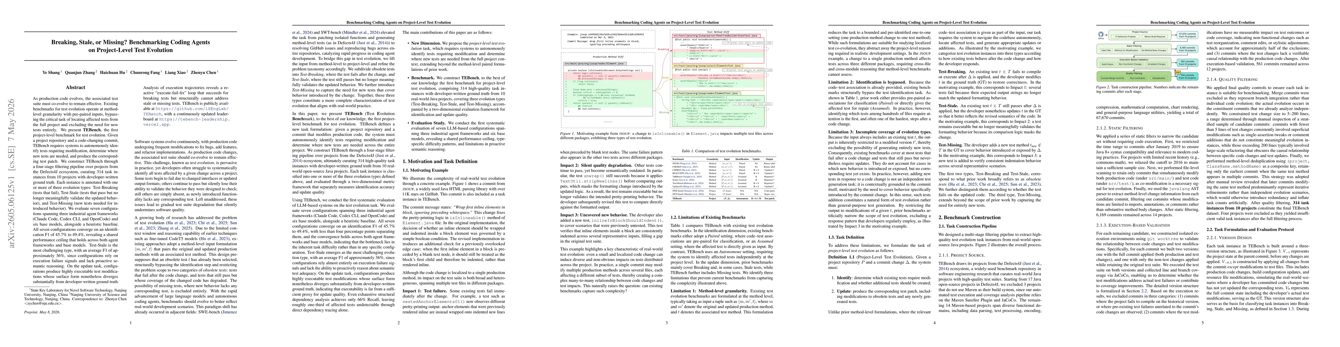 Thumbnail for Breaking, Stale, or Missing? Benchmarking Coding Agents on Project-Level Test Evolution